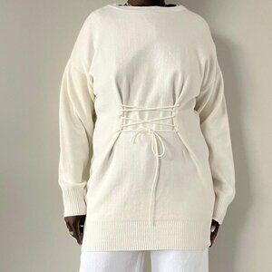 Brand New Topshop Cream Lace Up Back Sweater Size 8